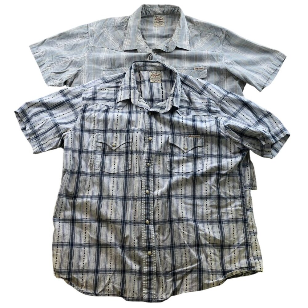 Vintage Lucky Brand Men Dungarees Shirt Size XXL Lot Of Two Short Sleeve Western